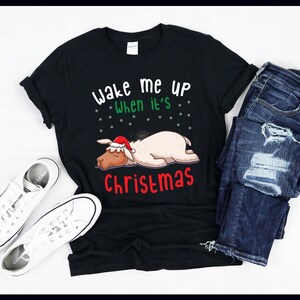 Maak me wakker als het kerst is | Slapende lama met kerstmuts | Alpaca | Dutje, slaapdroom | T-shirt | Tanktop | Sweater | Hoodie