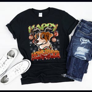 Happy Howlidays Jack Russell Terrier Reindeer Dog Christmas | T-shirt | Tanktop | Sweater | Hoodie