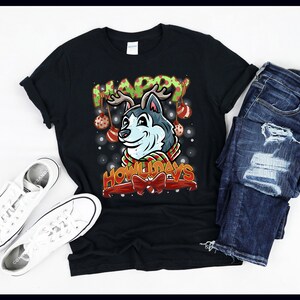 Happy Howlidays Husky Reindeer Dog Christmas | T-Shirt | Tank Top | Sweatshirt | Hoodie