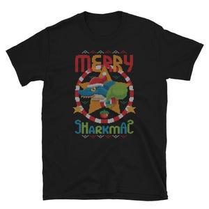 メリーシャークマス フィッシュサンタ トレンディシャツ - サンタクロース シャーク 醜いクリスマスセーター - ユニセックス向けグラフィックスウェットシャツギフト - トレンドパーカー