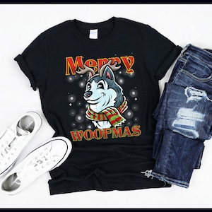 Merry Woofmas Husky Reindeer Dog Christmas | T-Shirt | Tank Top | Sweatshirt | Hoodie