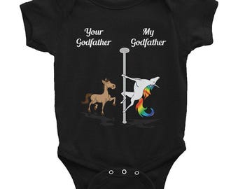 Your Godfather My Godfather Shirt - Pole Dancing Unicorn Tee Shirts - Infant Bodysuit Baby Unicorn Gift - High Quality Trendy Shirt