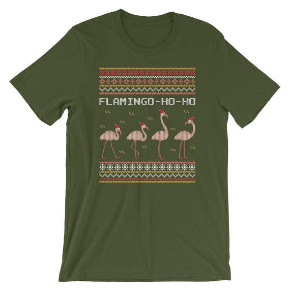 Flamingo Ho Ho T-Shirt Fenicottero con Cappello da Babbo Natale