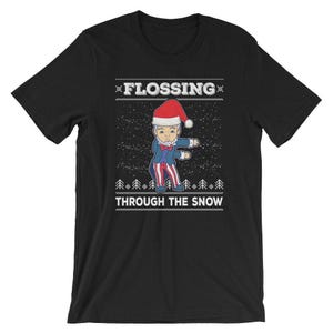 Flossing Uncle Sam T-Shirt Santa Claus Hat Ugly Christmas Sweater Floss Like A Boss For Freedom Tee Unisex Men Women Kids Holiday Gift Idea