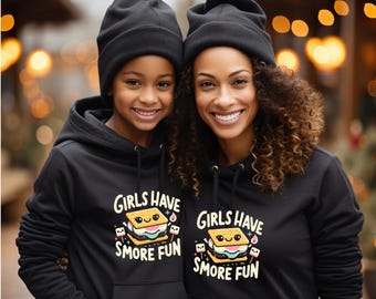 Sweats à capuche assortis pour la famille, Sweat-shirt maman et moi pour filles, Les filles s'amusent, Sweat à capuche de camping pour femme, Camping familial