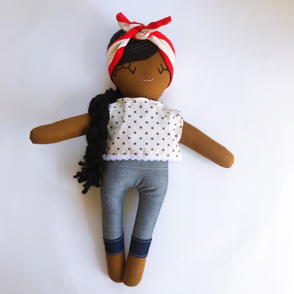 Rebel Rag Doll with Accessories Brown Skin Girl Etsy