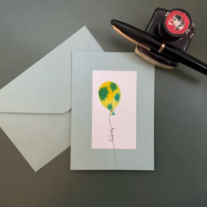 happy Aquarell-Luftballon Klappkarte (A6), handgemalt mit Briefumschlag