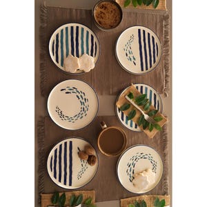 Handmade Marin Ocean-Themed Stackable Dessert Plates - Unique Coastal Ceramic Set for Stylish Dining