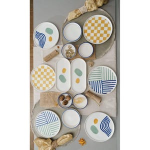 Handmade Ceramic 14-Piece Luxury Breakfast Set - Unique Modern Design for 6 People - Elegant Tableware for Stylish Dining