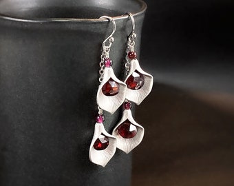 Garnet Silver Earrings