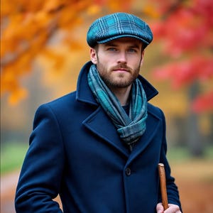 Gorra plana escocesa de tartán hecha a mano para hombre – Diseño británico a cuadros