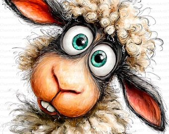 Clipart de ovejas en acuarela: Arte animal caprichoso (Descarga digital, 19 archivos JPG)