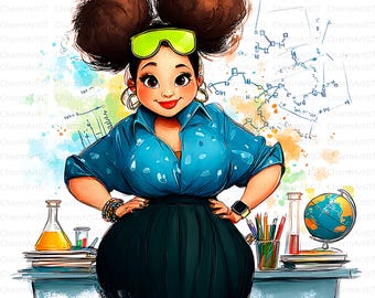 Watercolor Curvy Teacher Clipart: 18 School Graphics (Digital Download)
