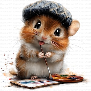 17 Surprised Hamster Clipart, Funny Quirky Hamster, Printable Watercolor, High-Quality JPGs, Papercraft, Digital Craft, Junk Journal