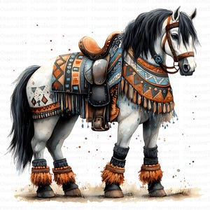 20 clipart cheval basque Pays Basque, chevaux d'Espagne, JPG de haute qualité, cheval aquarelle, téléchargement numérique, Junk Journal, artisanat