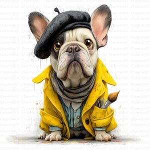 Watercolor French Bulldog Clipart Bundle: Junk Journal, Scrapbook (Digital Download)