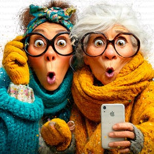 Old Lady Friends Clipart, 15 Funny Old Ladies Clipart, whimsical old woman, High-Quality JPGs, Junk Journal, Paper Craft