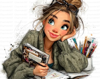Whimsical Working Girl Clipart Bundle: Lady Boss Graphics (Instant Download)