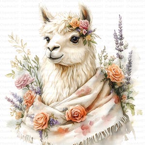 20 Lama Clipart, Llama, Funny Llama, Printable Watercolor clipart, High Quality JPGs, Digital download, Paper crafts, junk journals