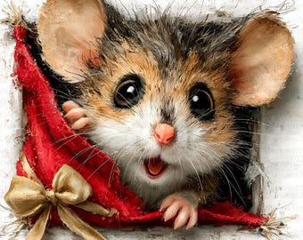Christmas Mouse Clipart Bundle: Watercolor Card Graphics (Digital Download)