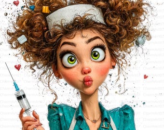 Paquete de imágenes prediseñadas de enfermeras caprichosas: Chicas médicas, revista basura (JPG)