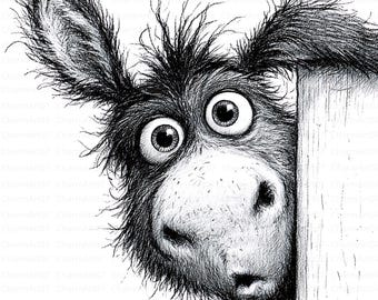 21 Funny Animal Sketch Clipart (JPG) : Quirky Black & White Cartoon Art for Crafters