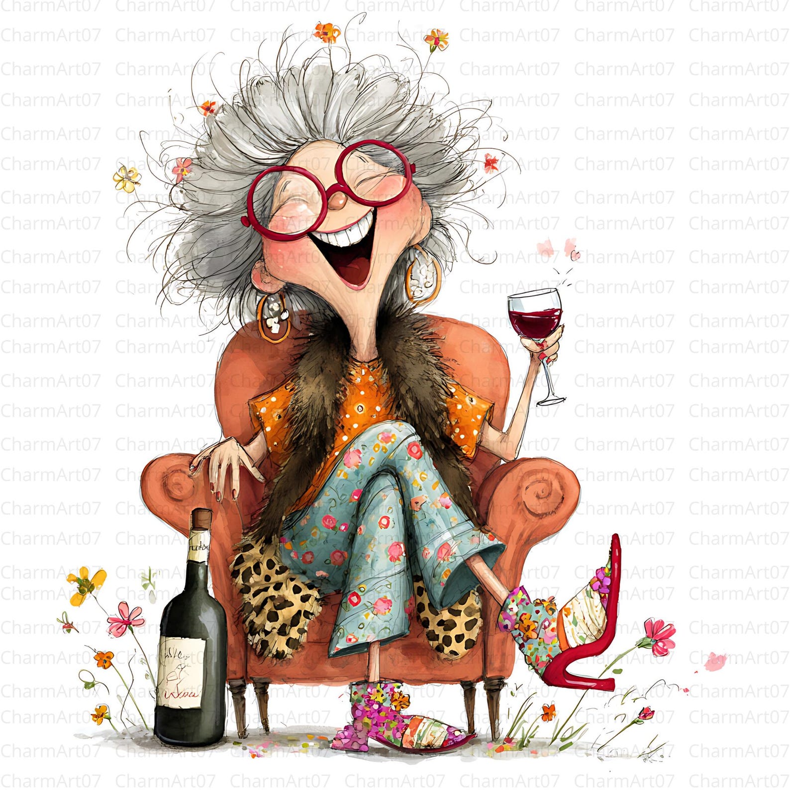 38 Funny Grandma Drinking Wine Clipart Bundle, Granny Party , Old Lady ...