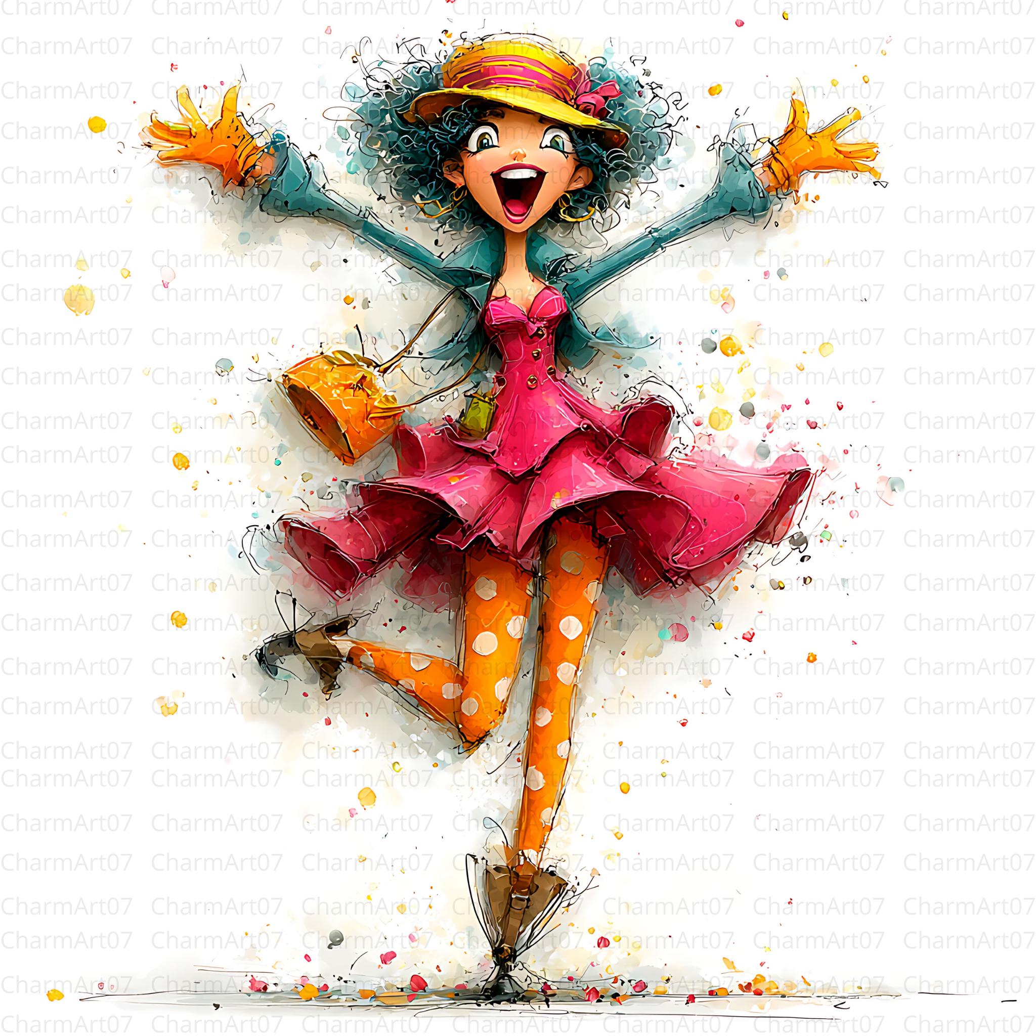 Watercolor Lady Clipart: Elegant Whimsical Art (digital Download, 14 ...