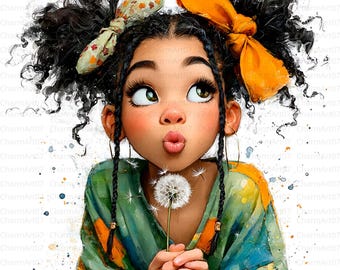 Dandelion Girl Clipart Bundle: Watercolor Art, Junk Journal (JPG)