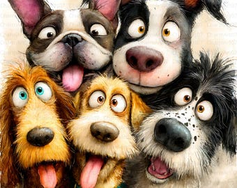 Watercolor Dog Clip Art: Funny Puppy JPGs (Digital Download Kit, Commercial Use OK