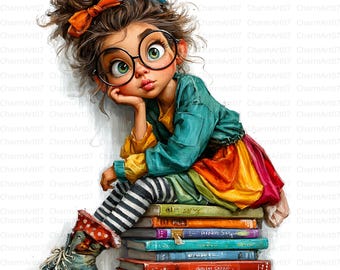 Girl Reading Watercolor Clipart Bundle: Literary Art (Digital Download)