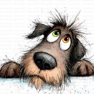 Quirky Dog Clip Art, 17 Watercolor Clipart JPG, Junk Journaling, Scrapbook, Card Making, Fantasy, Whimsical Frazzled Puppy, Digital Download