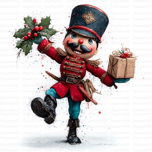 Nutcracker Soldier Clipart Bundle, Christmas Holiday Illustrationt, 15 Printable Watercolor, High-Quality JPGs, Junk Journal, Craft, fantasy