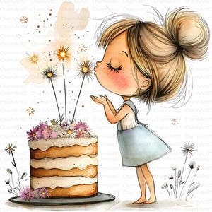 30 clipart di torte di compleanno stravaganti, clipart di compleanno, festeggiata, acquerello stampabile, JPG di alta qualità, lavoretti con carta da giornale spazzatura