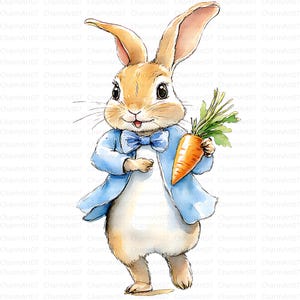 36 Clipart Peter Rabbit, Style Beatrix Potter, PNG de haute qualité, clipart lapin aquarelle, téléchargement numérique, illustration Beatrix Potter