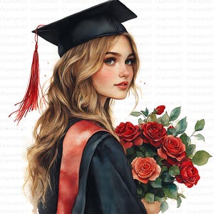11 Clipart di laurea di ragazze, clipart di laurea ad acquerello, laurea di studenti, JPG di alta qualità, download digitale, diari, lavoretti di carta
