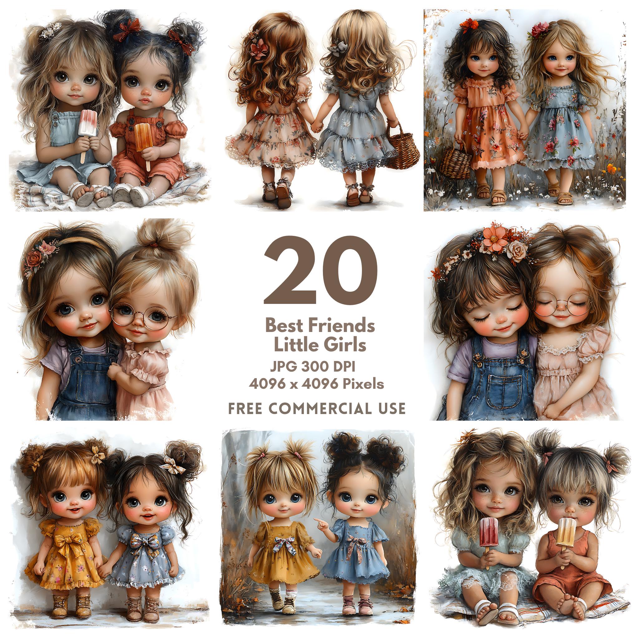 20 Best Friends Little Girls Clipart, Baby Girls, Children Clipart ...
