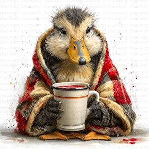 Quirky Duck Watercolor Clipart, Funny Animal Art (Digital Download)