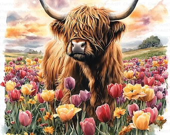 Highland Cow Watercolor Clipart: 20 JPGs for Junk Journals (Digital Download)