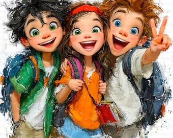 Schule Kinder Clipart Bundle: Digitaler Download (JPG)