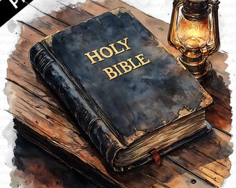 Watercolor Bible Clipart, Holy Book PNG Images (Digital Download)