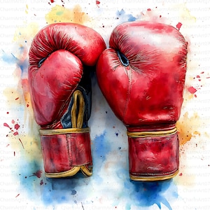 Paquete de 12 imágenes prediseñadas de guantes de boxeo, imágenes prediseñadas de guantes de boxeo, ilustraciones de lucha, descarga digital, manualidades de papel, ilustraciones de boxeo, diario basura