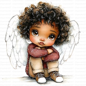 20 Angel Baby Boy Clip Art, Sweet Angel Kid Printable Images, Watercolor Angel Child Digital Download, Paper Crafts, Nursery Scrapbooking