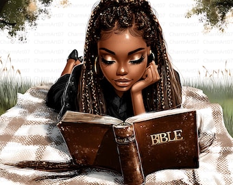 33 Black Women Bible Study Clipart, Watercolor African American Religious Girl , Female Christian Spiritual Prayer, Commercial Use License