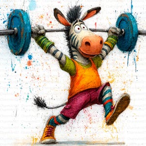 Quirky Funny Zebra Clip Art, 18 Watercolor Clipart JPG, Junk Journaling, Scrapbook, Card Making, Digital Download, Fantasy, Whimsical Animal