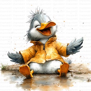 Funny Duckling Clipart: Watercolor Duck Art, Papercraft (Digital Craft)