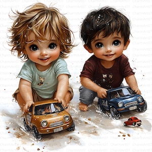 20 enfants jouant des cliparts, clipart petit garçon, clipart original, fichiers JPG de haute qualité, impression numérique, pages de journal indésirable, clipart maternelle