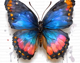 Whimsical Butterfly Clipart Bundle, Colorful JPG Graphics