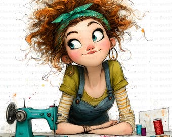 30 diseños originales de imágenes prediseñadas de costura para chicas, costura caprichosa, cosida a mano, acuarela imprimible, archivos JPG de alta calidad, manualidades de papel, diario basura