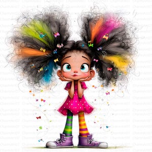 grillige meisje clipart bundel, 18 grillige illustratie, schattig meisje, afdrukbare aquarel, hoge kwaliteit jpg&#39;s, dagboek, papier ambachtelijke